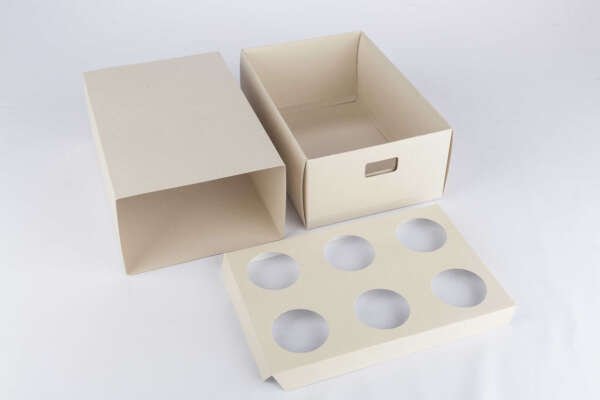 Caja de cartón tipo solapa para muffin x 6 und