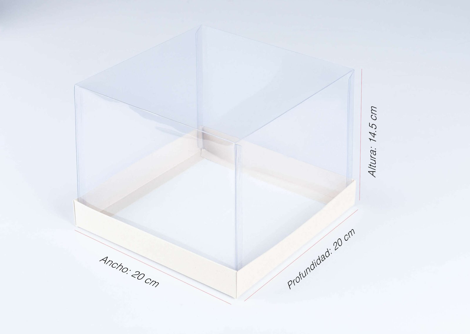 caja con tapa de acetato 20X20X14,5