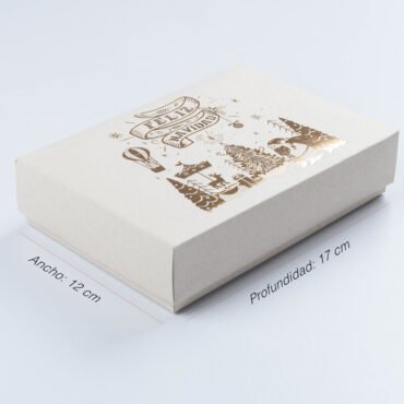 Caja de cartón base y tapa 17X12X4CM (NAVIDAD DORADA)
