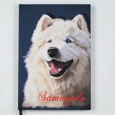 agenda tipo cuaderno perro samoyedo