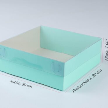 Caja con tapa de acetato - 20x20x7cm- AGUA MARINA