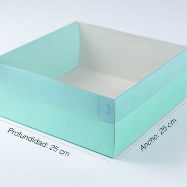 Caja con tapa de acetato - 25x25x10cm- AGUA MARINA