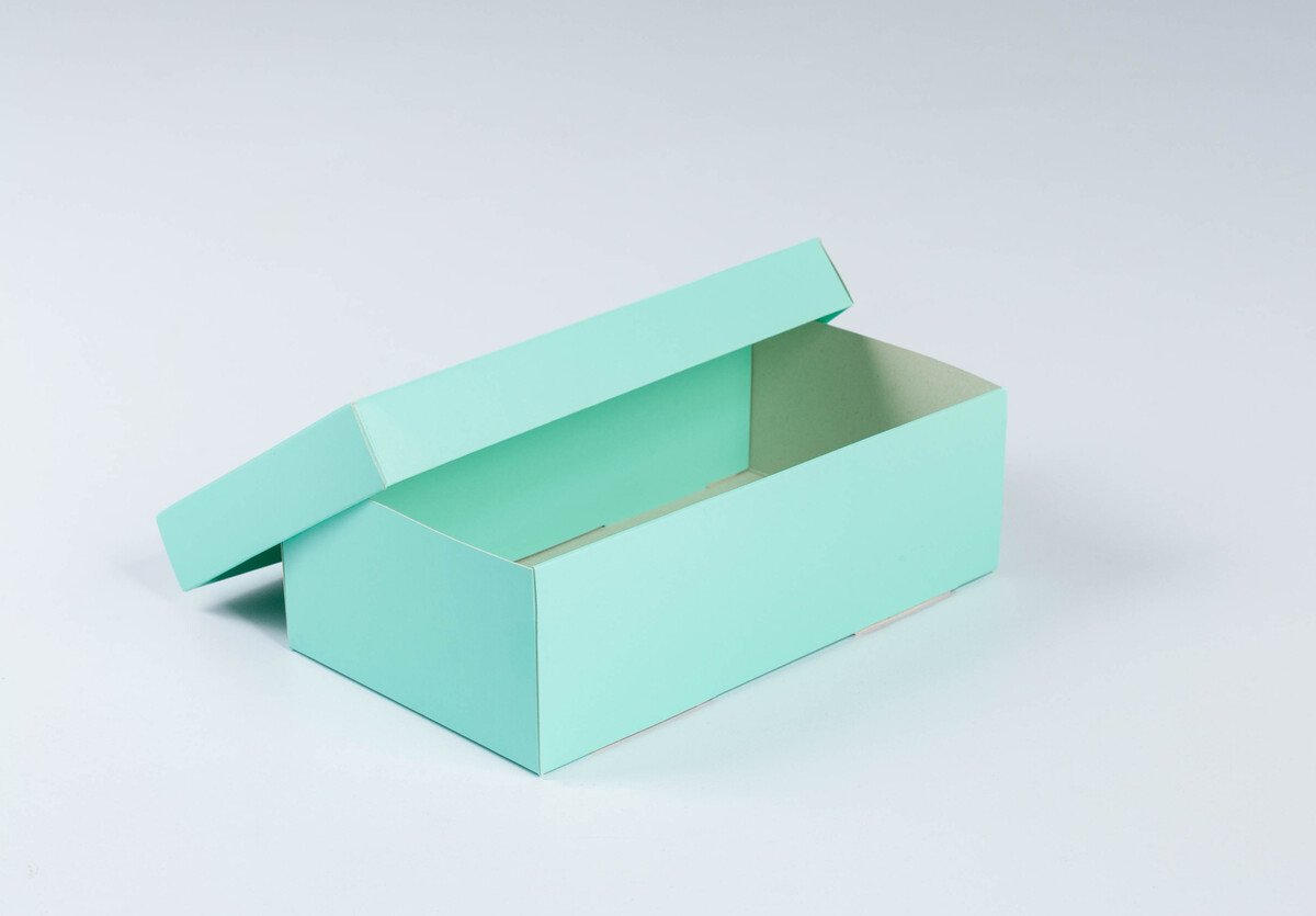 Caja de cartón laminado base y tapa (19x11x6cm) AGUA MARINA