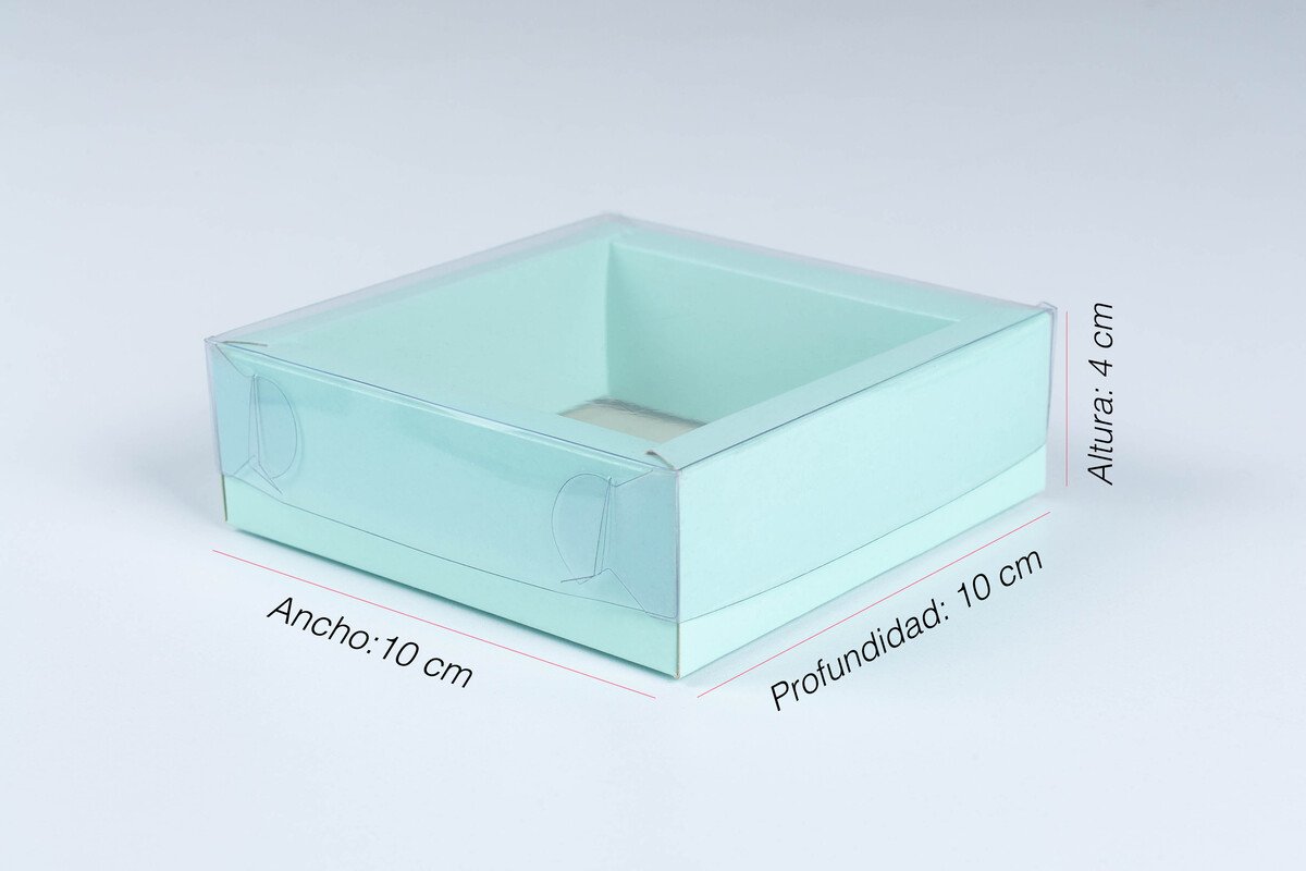 caja doble pared Caja doble pared con tapa de acetato 10X10X4cm- AGUA MARINA
