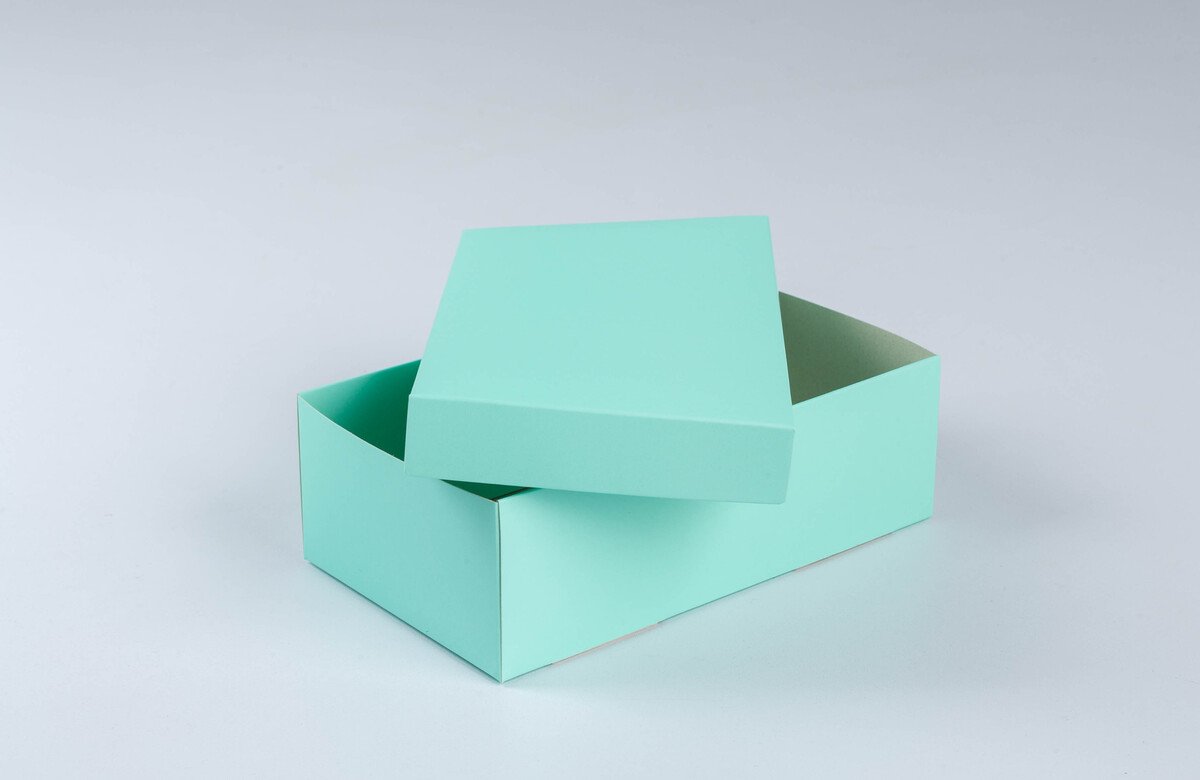 Caja de cartón laminado base y tapa (19x11x6cm) AGUA MARINA