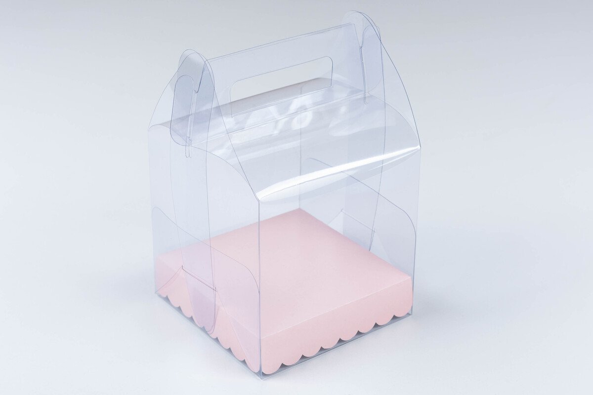 Caja en acetato transparente tipo maletín 12x12x12cm