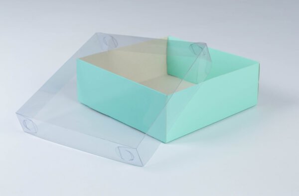 caja con tapa de acetato transparente 20x20x7