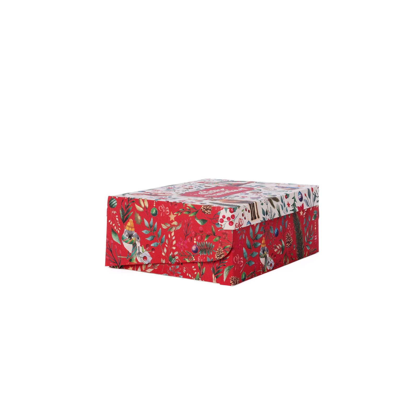 Caja de cartón - 19x16x8cm (Navidad Bosque)