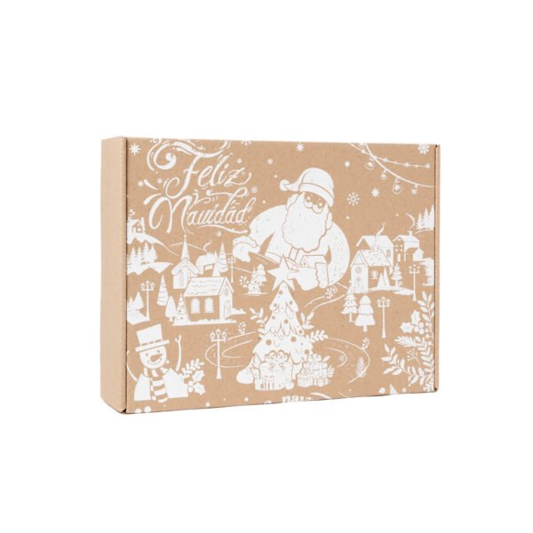 Caja rigida carton corrugado feliz navidad 32x25x9