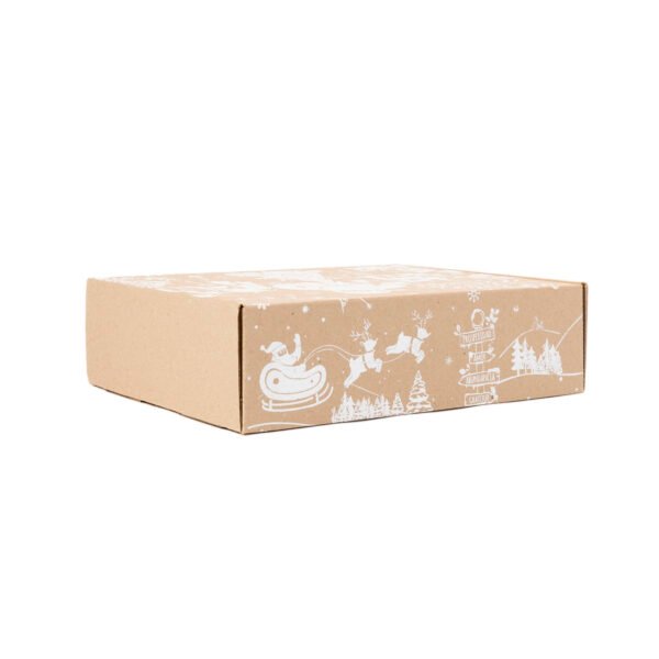 Caja rigida carton corrugado feliz navidad 32x25x9