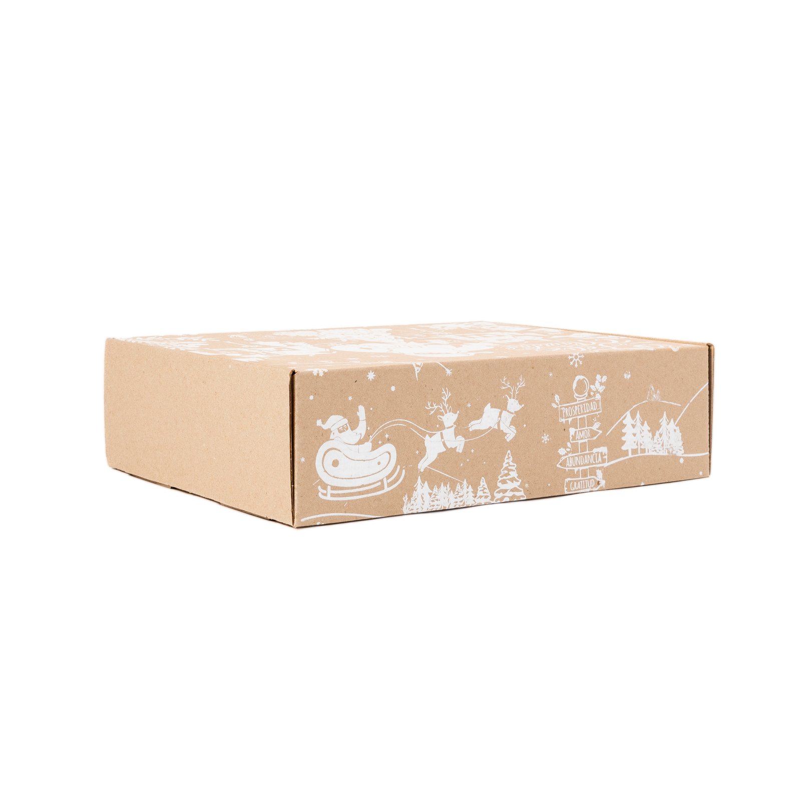 Caja rigida carton corrugado feliz navidad 32x25x9-3 Caja rigida carton corrugado feliz navidad 32x25x9