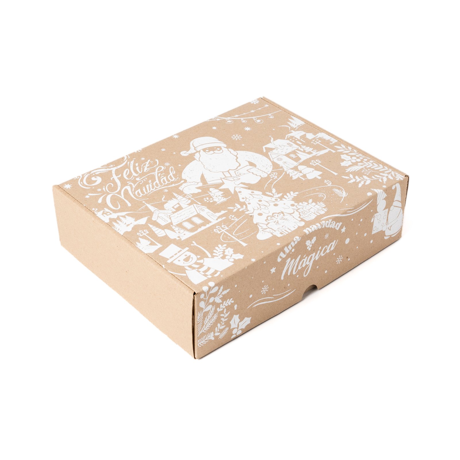 Caja rigida carton corrugado feliz navidad 32x25x9-4 Caja rigida carton corrugado feliz navidad 32x25x9