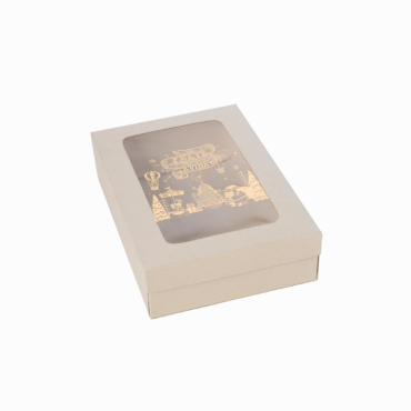 Caja de cartón base y tapa Navidad dorada – 22,5X15X5,5 cm