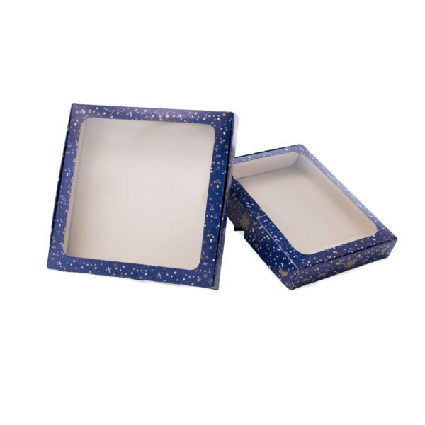 Caja de cartón con ventana de acetato (Impresa estrellas)