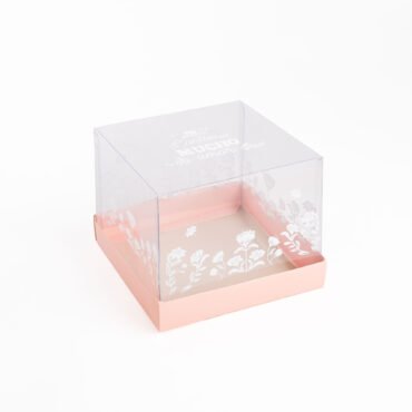 Caja con tapa de acetato (mucho amor) base Rosado