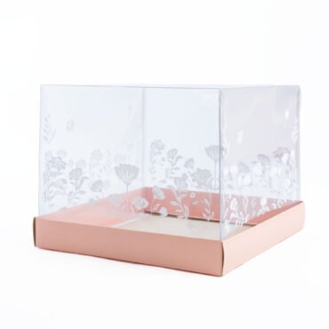 Caja con tapa de acetato (mucho amor) base Rosado