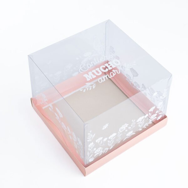 Caja con tapa de acetato (mucho amor) base Rosado