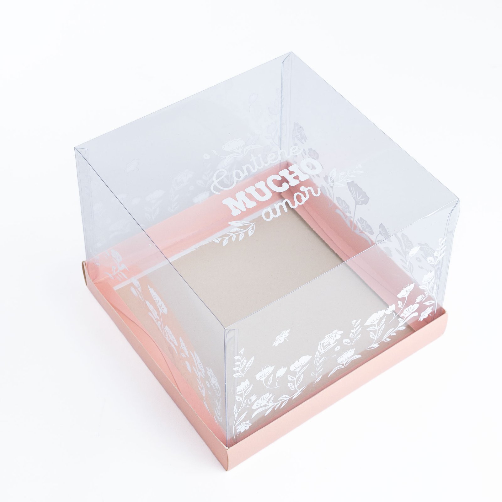 Caja con tapa de acetato (mucho amor) base Rosado