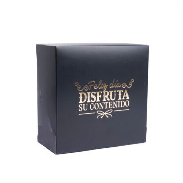 Caja de cartón Negro con Estampado metalizado dorado (FELIZ DIA)