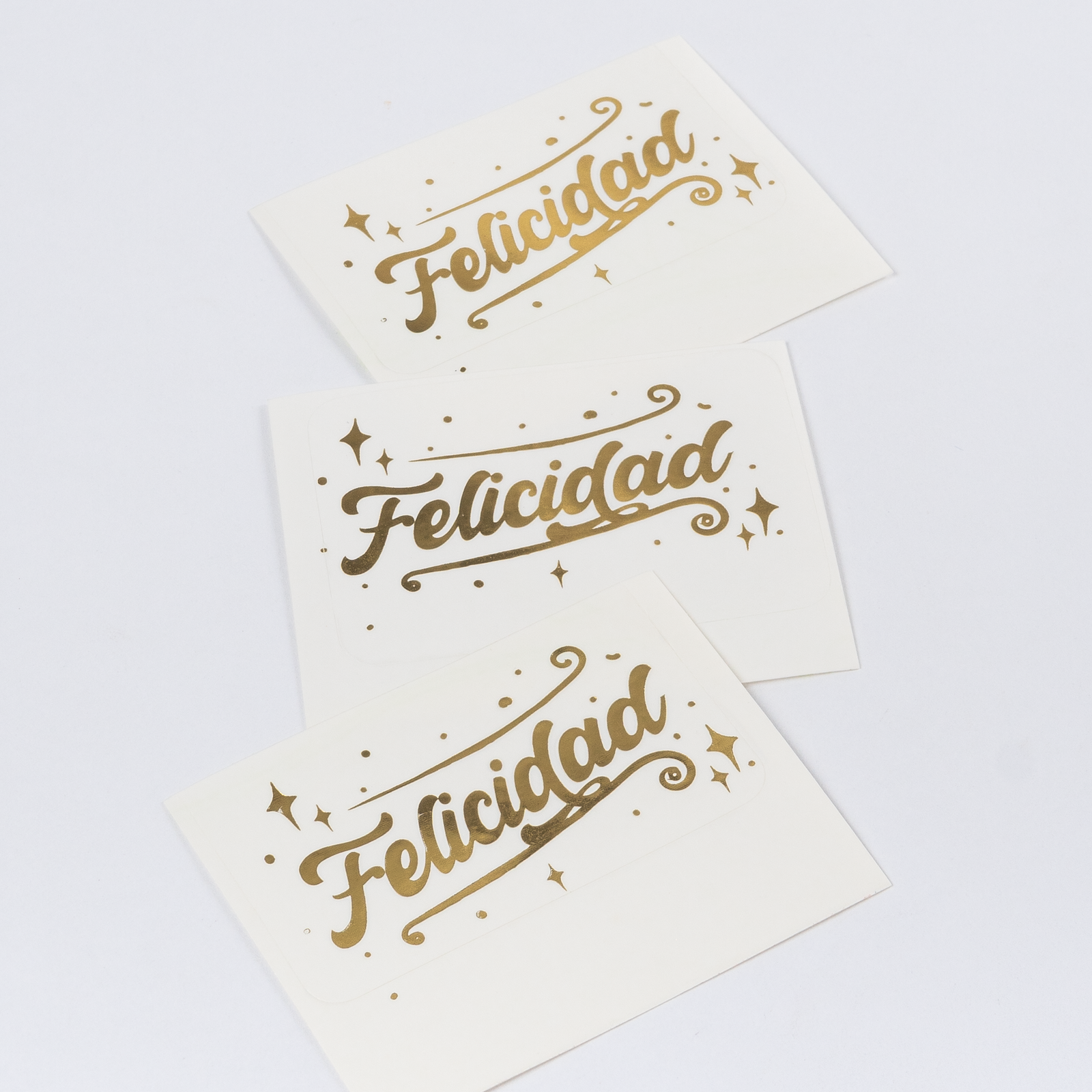 STICKER FELICIDAD VINILO (1) Sticker premium Metalizado (Felicidad)