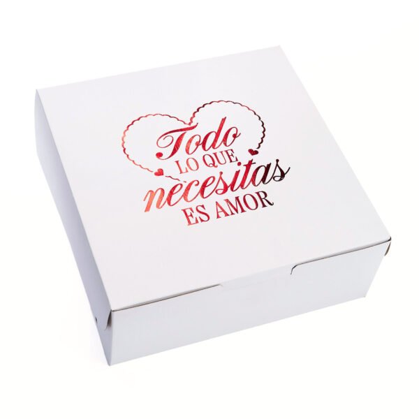 Caja de cartón 25x25x10 cm romántica vintage