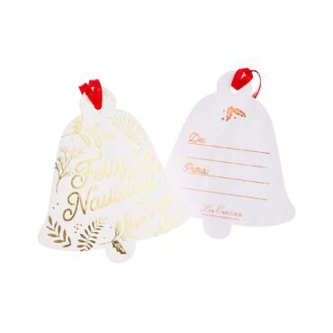 Tarjeta de regalo navidad Metalizada paquete x 12 und (Campana)
