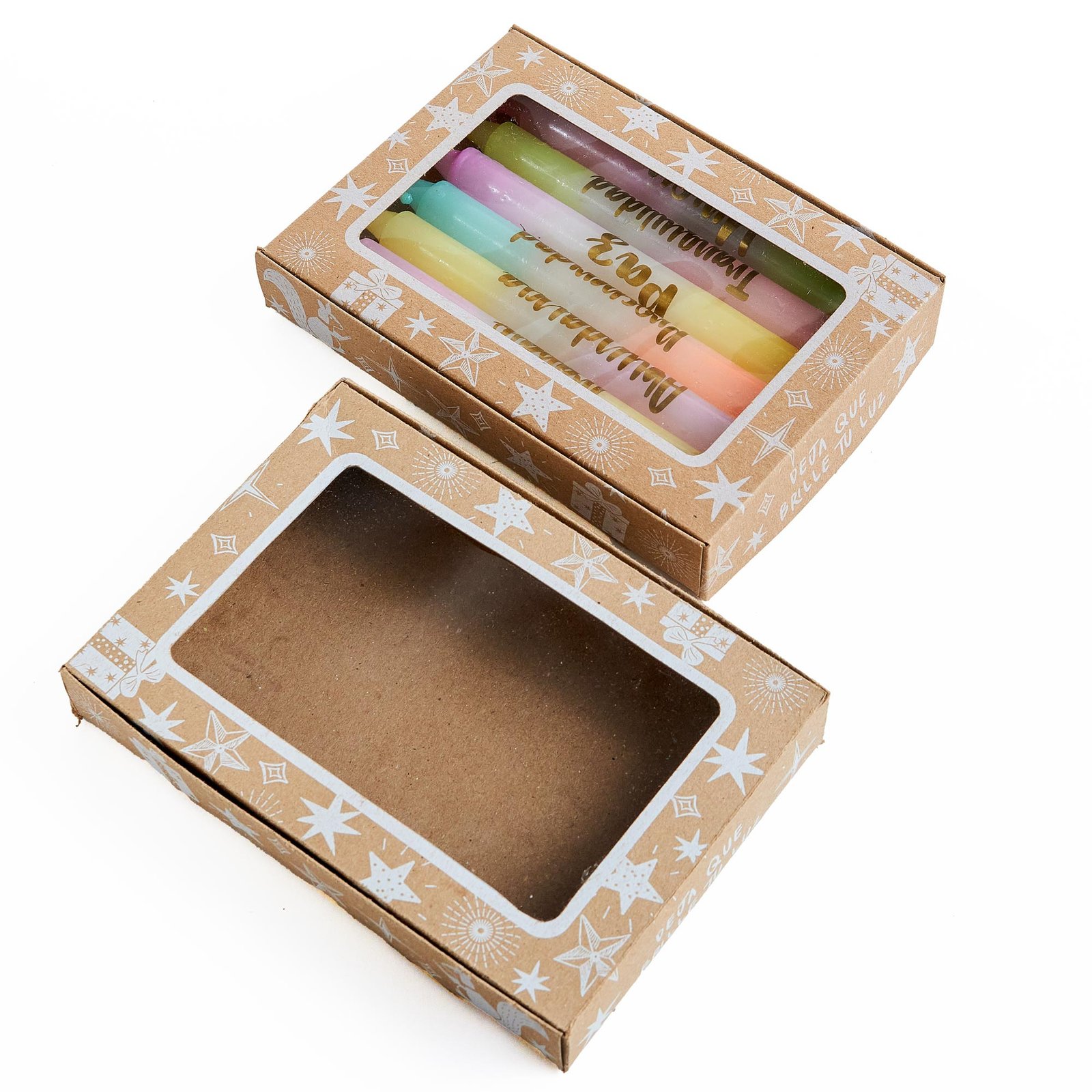 Caja para vela con ventana de acetato 12,5x17,5x3cm (Navidad Kraft)