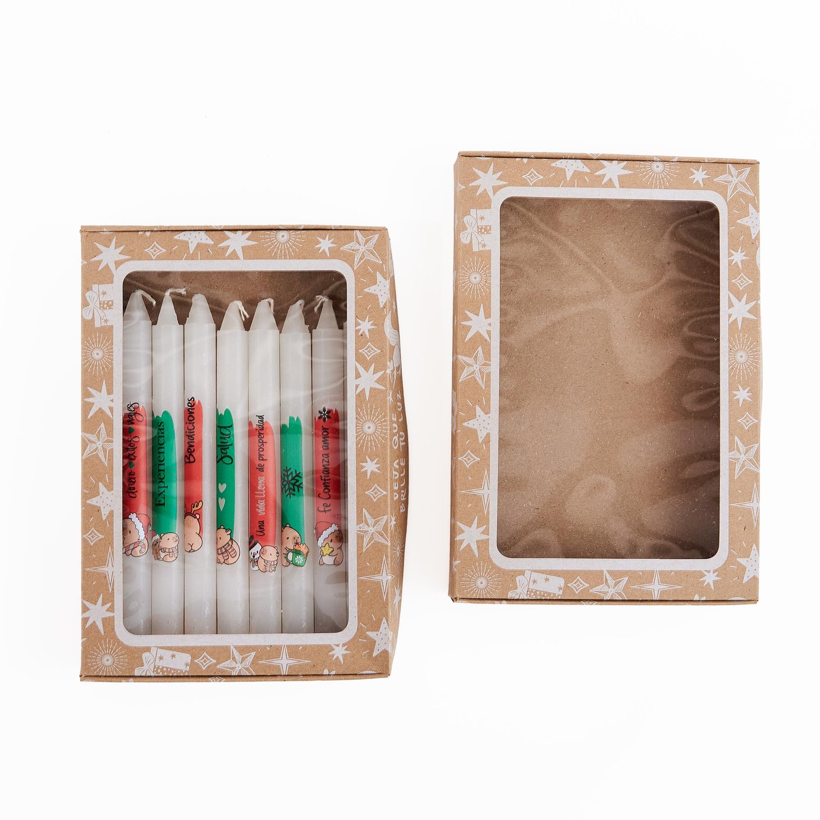 Caja para vela con ventana de acetato 21,7x15x2,8cm (Navidad Kraft)