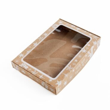 Caja para vela con ventana de acetato 21,7x15x2,8cm (Navidad Kraft)