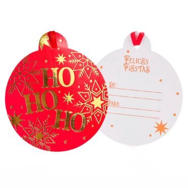 Tarjeta de regalo navidad Metalizada paquete x 12 und (Esfera)