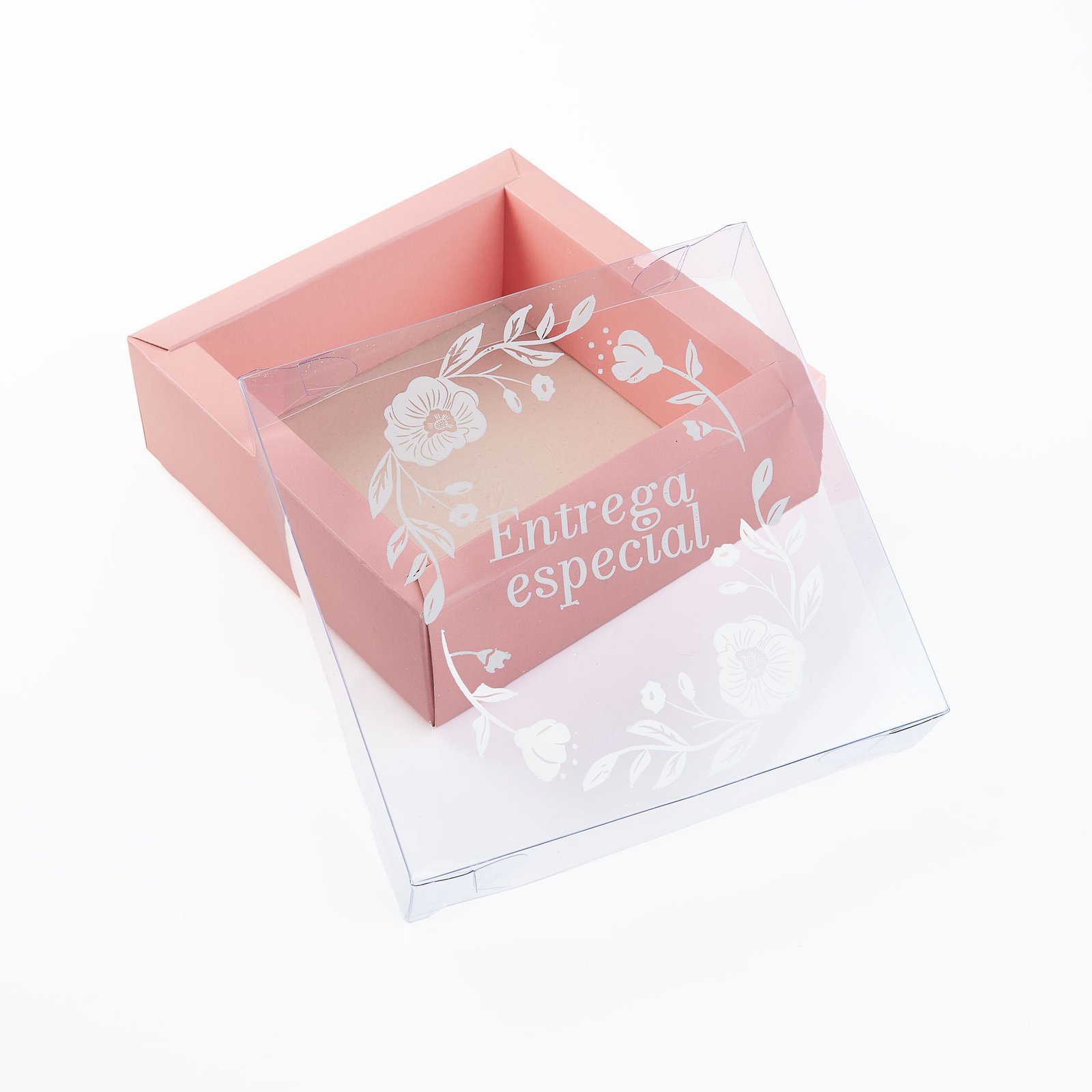 Caja doble pared con tapa de acetato 10X10X4cm (ENTREGA ESPECIAL)