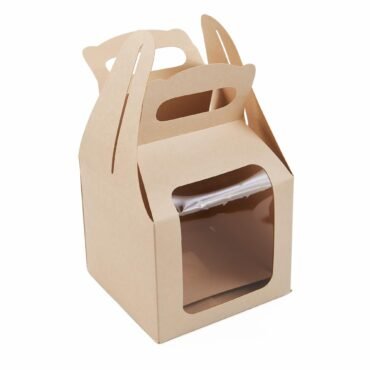 Caja de cartón para muffin tipo maletín - 12x12x10 CM