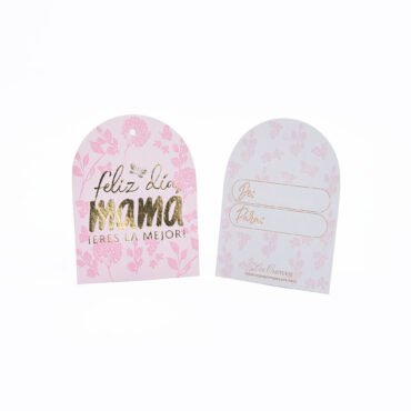 Tarjeta de regalo Metalizada paquete x 12 und (Amor que florece- Rosado