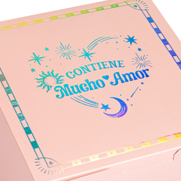 Caja de cartón 20x20x10cm Rosado Metalizado (Destellos de amor)