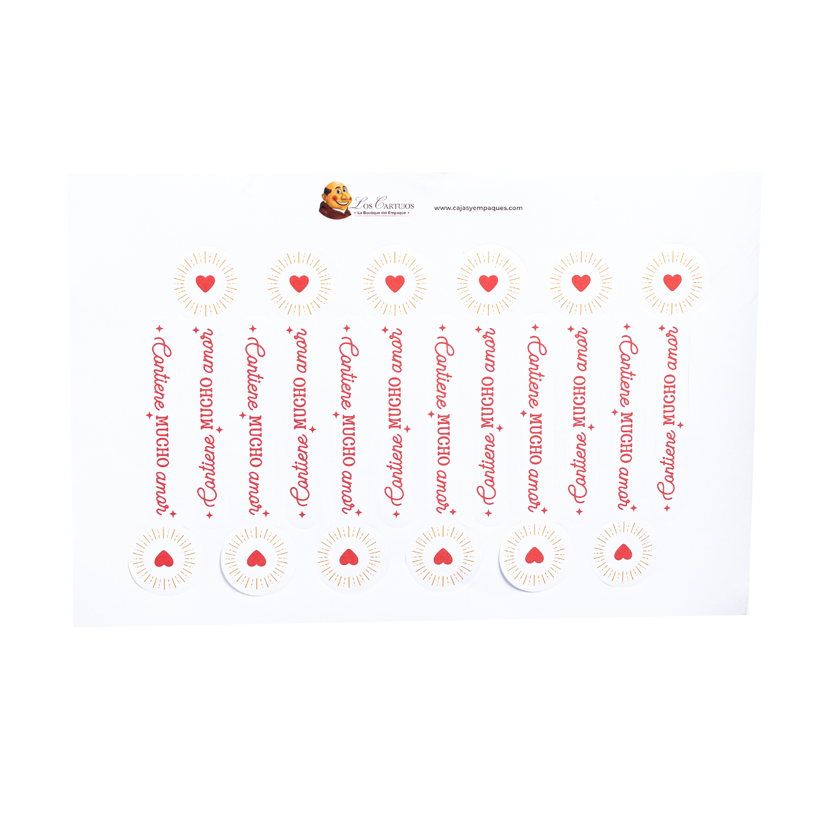 Sticker sellado x12 Contiene mucho amor frontal
