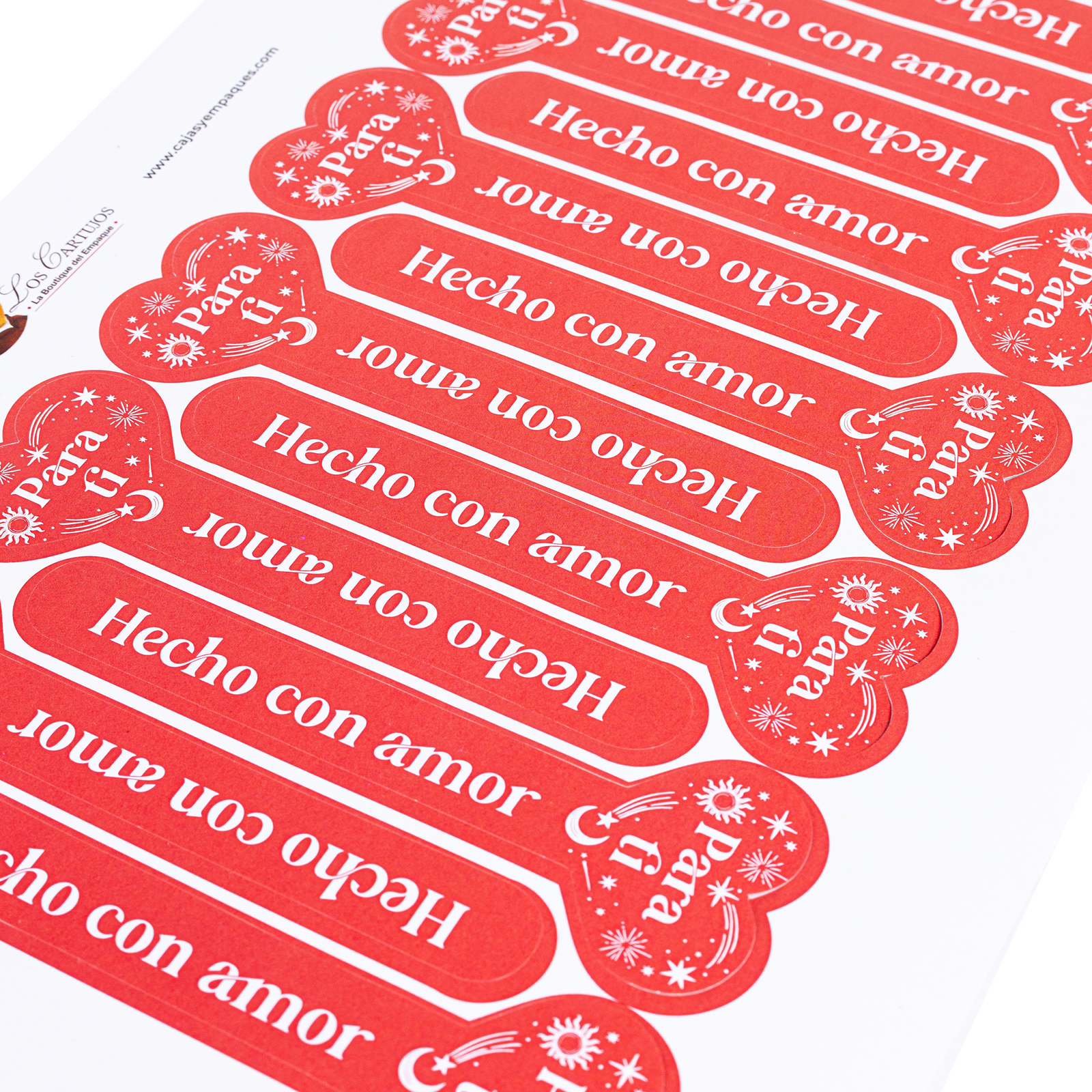 Sticker para sellado Hecho con amor x 12 unidades